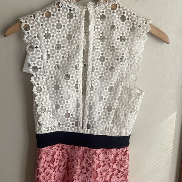 SANDRO PARIS Gab Floral-Lace Pattern Dress Pink White - Picture 12 of 16